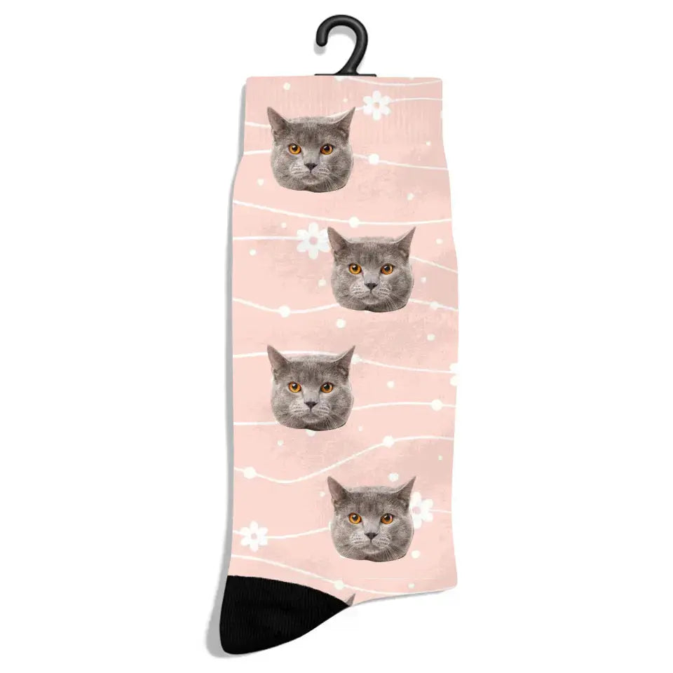 Personalized Spring Pattern Cat Socks Printify