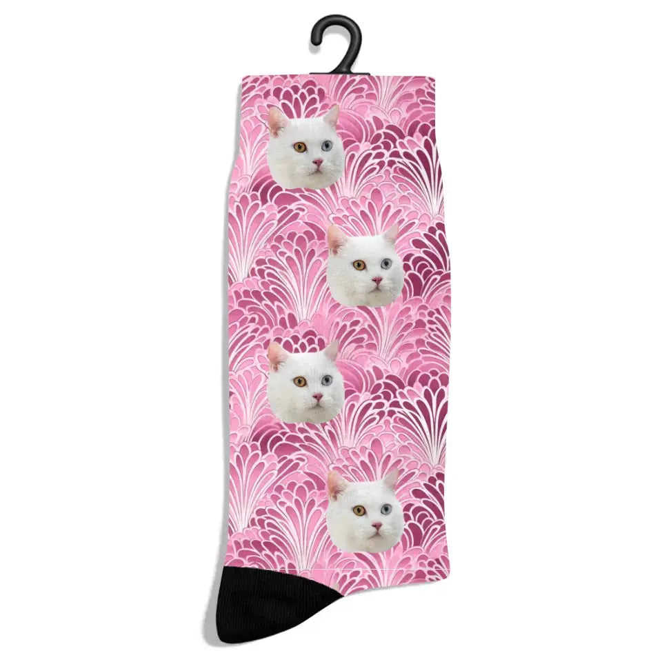 Personalized Pink Luxury Pattern Cat Socks Printify