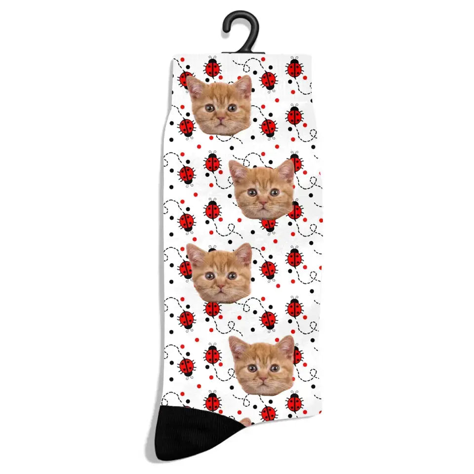 Personalized Ladybug Pattern Cat Socks Printify