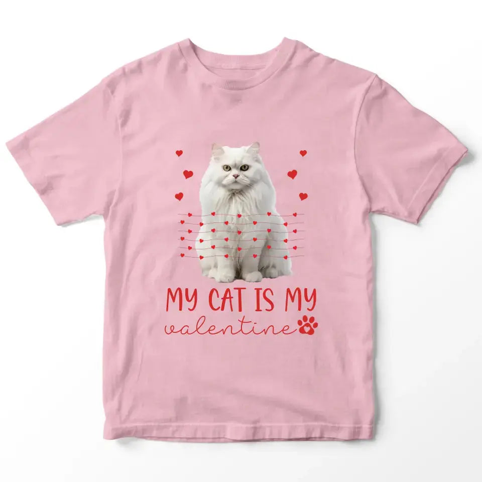 Personalized My Cat Is My Valentine T-Shirt - Custom Cat Photo Valentines Day Shirt For Cat Owners Printify