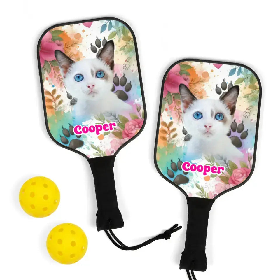 Custom Personalized Photo Cat Pickleball Kit Printify