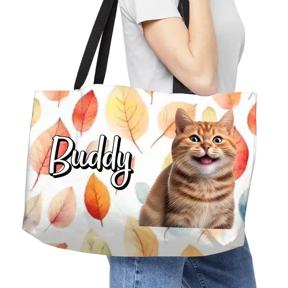 Personalized Fall Style Cat Weekender Tote Printify