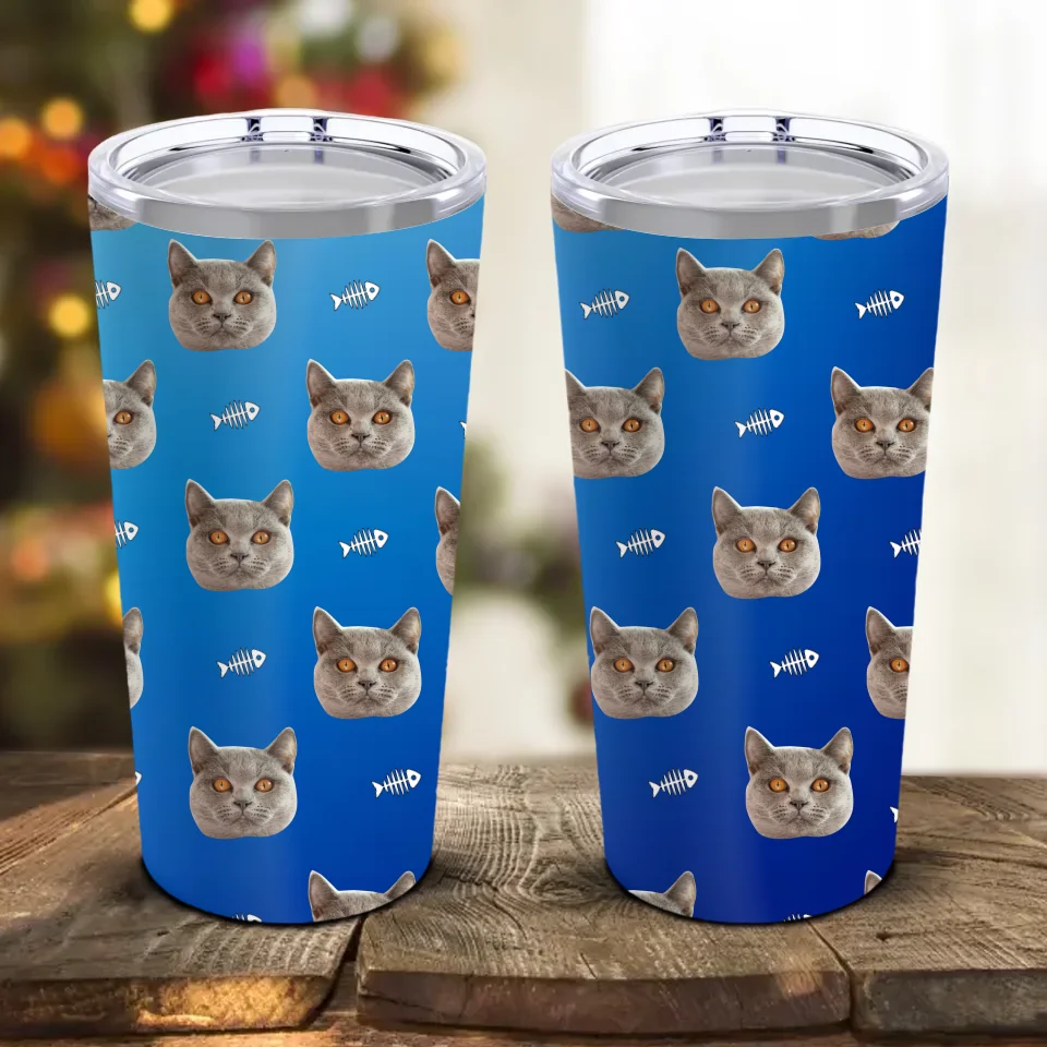 Custom Personalized Cat Photo Tumbler 20oz