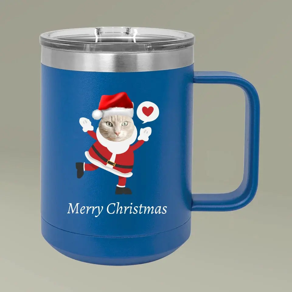 Christmas Cat Photo Coffee Mug Tumbler, 15oz Printify