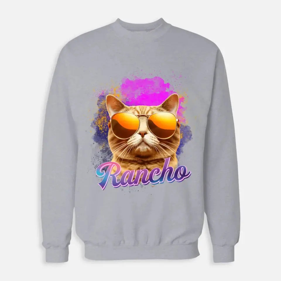 Custom Space Watercolor - Personalized Cat Sweatshirt Printify