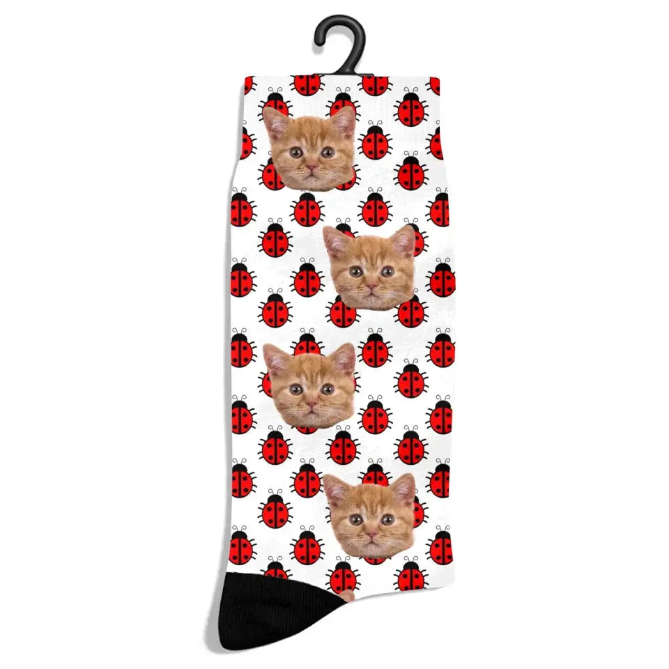 Personalized Ladybug Pattern Cat Socks Printify