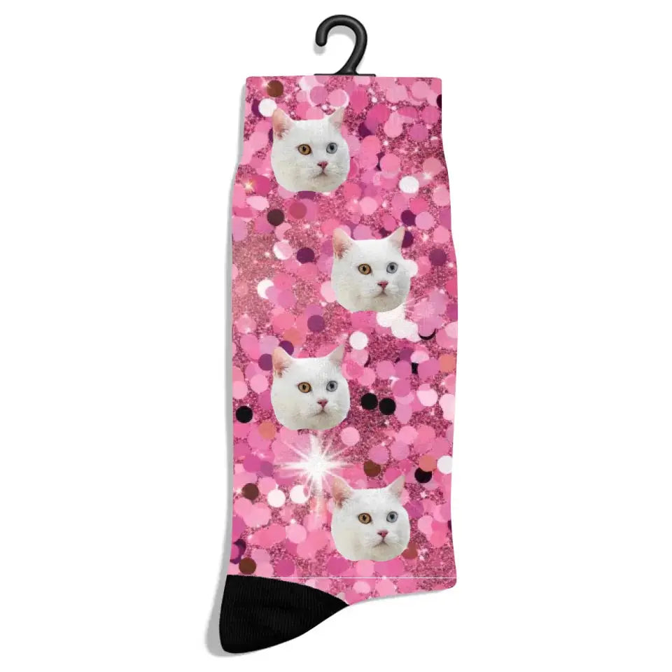 Personalized Pink Luxury Pattern Cat Socks Printify