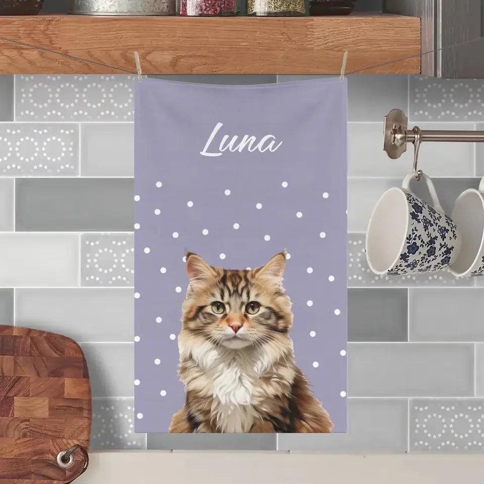 Custom Personalized Cat Photo Kitchen Towel Printify