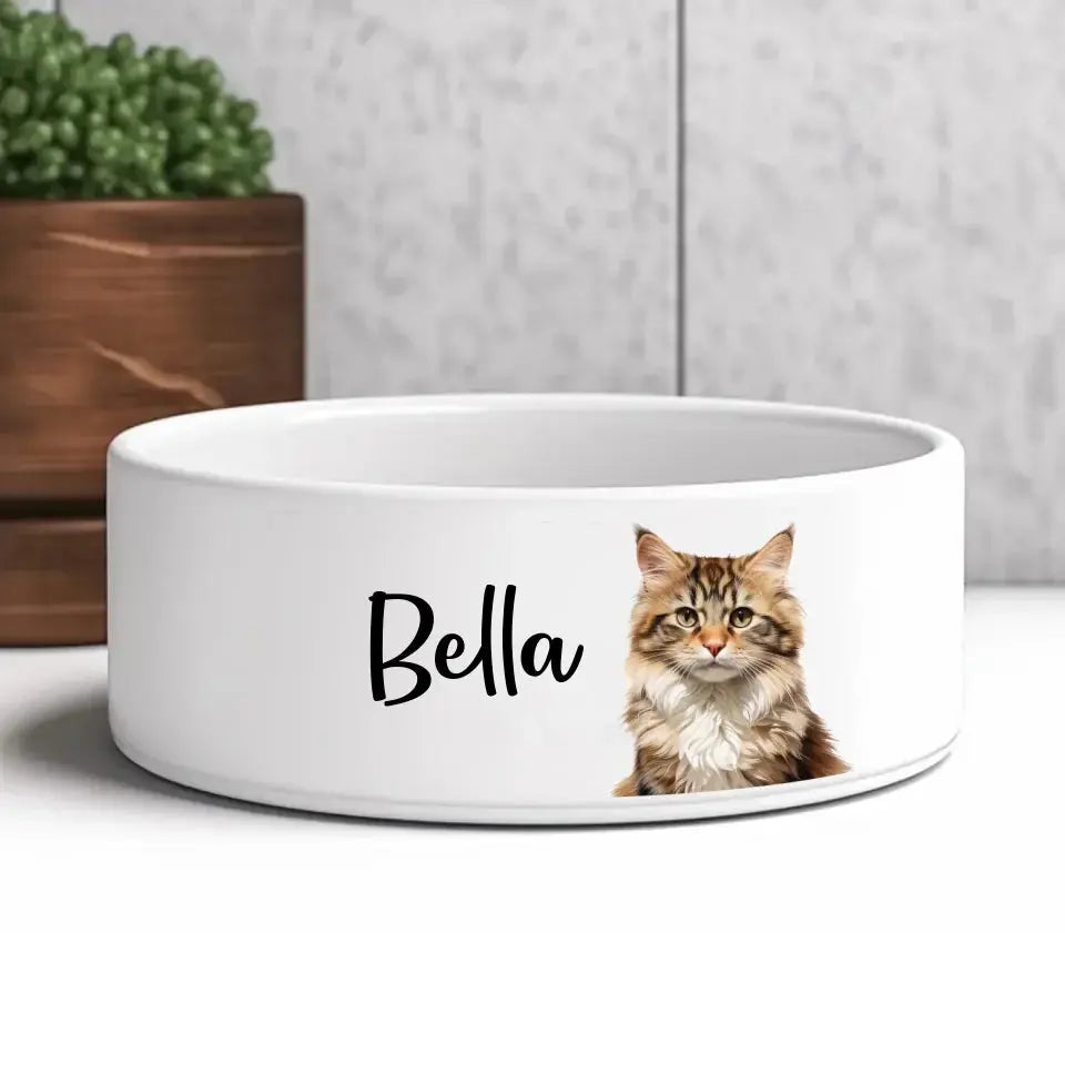 Custom Personalised Cat Photo and Name Bowl Printify