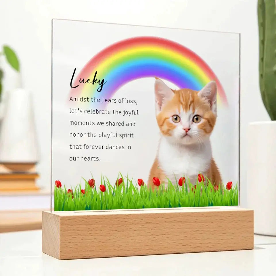 Custom Cat Photo Memorial Gift - Acrylic Square Plaque ShineOn