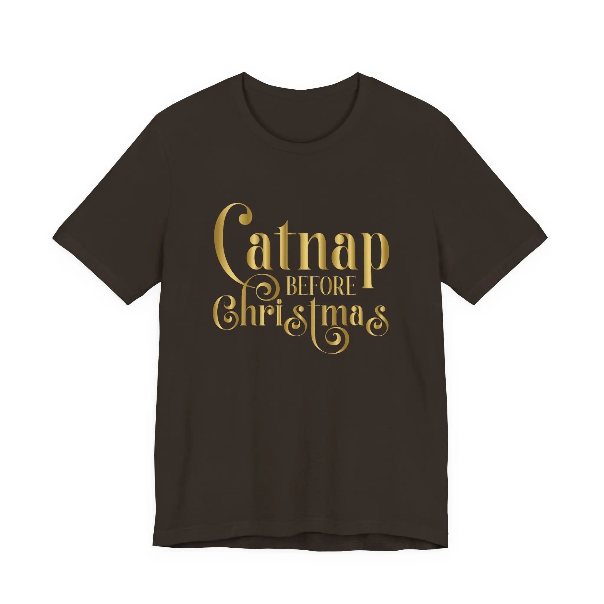 Catnap Before Christmas T-Shirt — Gold Script Holiday Tee - Chic Kitty