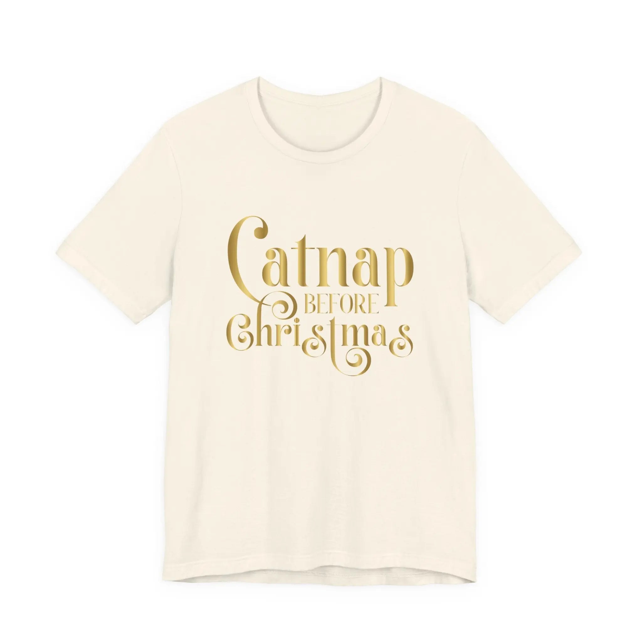 Catnap Before Christmas T-Shirt — Gold Script Holiday Tee - Chic Kitty