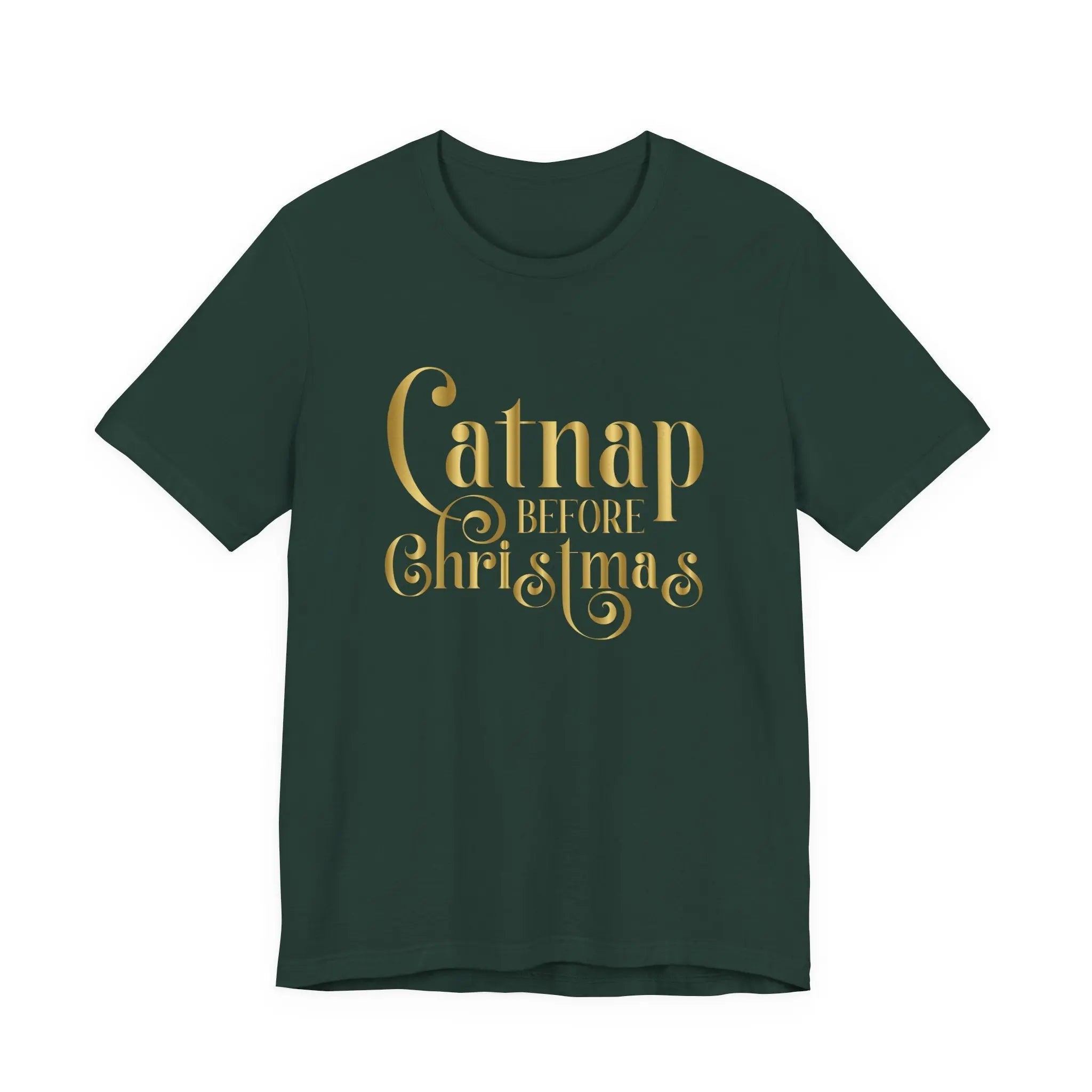 Catnap Before Christmas T-Shirt — Gold Script Holiday Tee - Chic Kitty