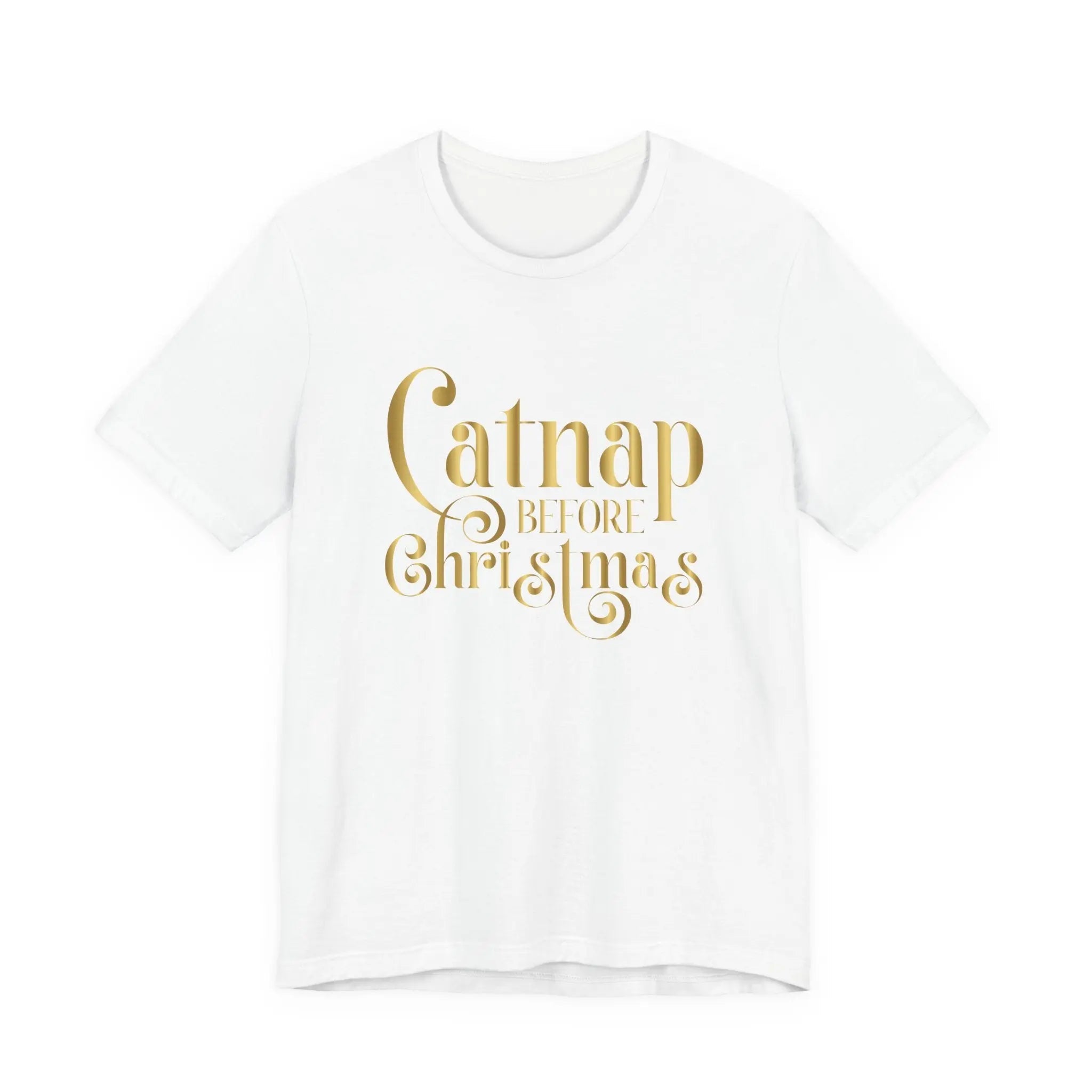 Catnap Before Christmas T-Shirt — Gold Script Holiday Tee - Chic Kitty
