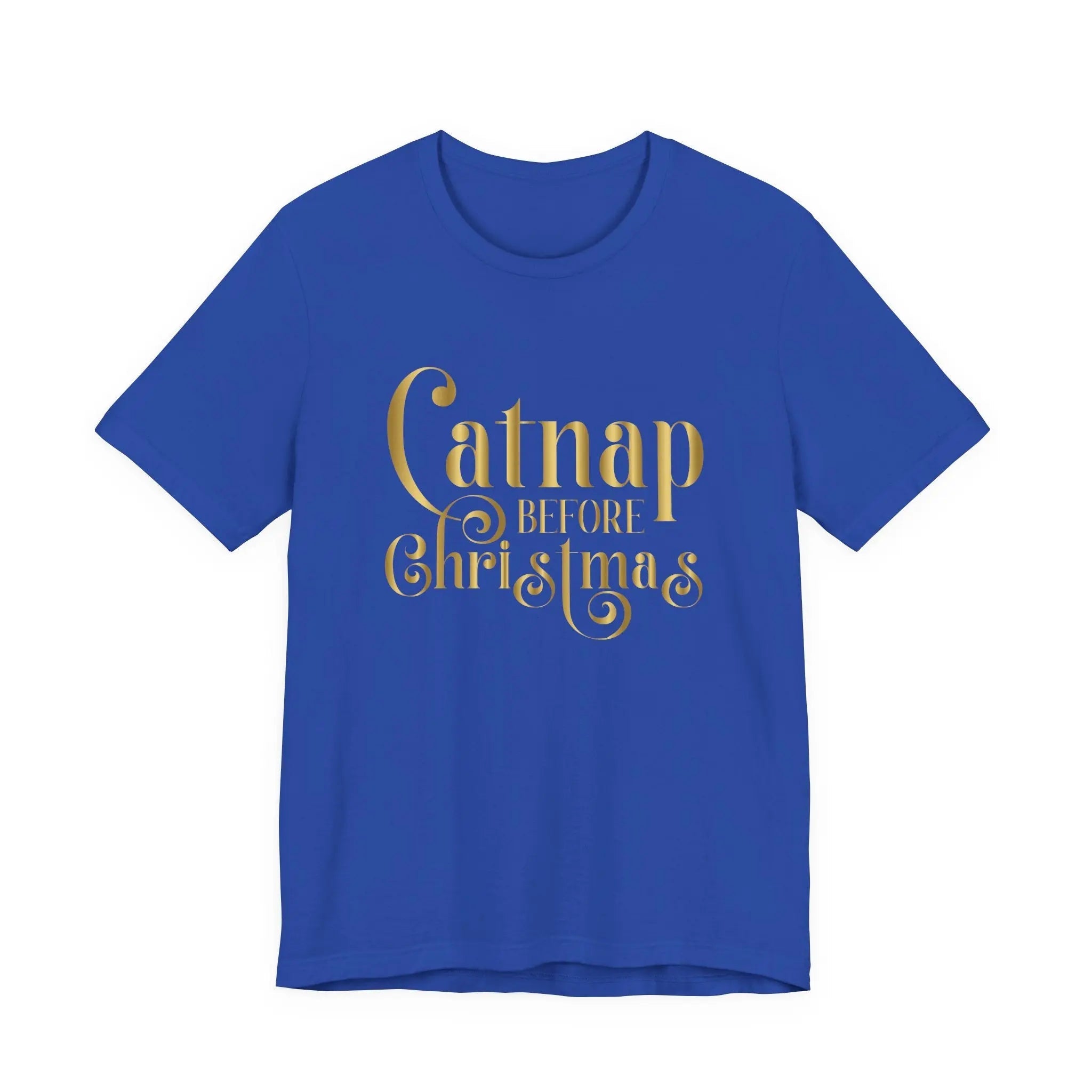 Catnap Before Christmas T-Shirt — Gold Script Holiday Tee - Chic Kitty