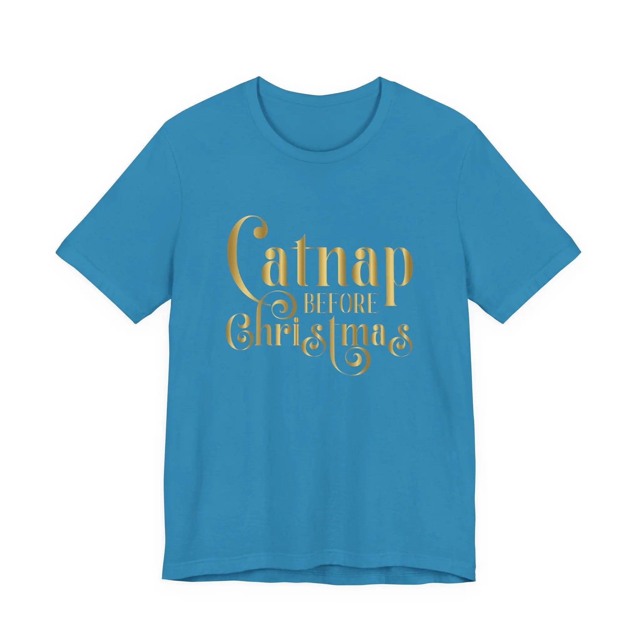 Catnap Before Christmas T-Shirt — Gold Script Holiday Tee - Chic Kitty