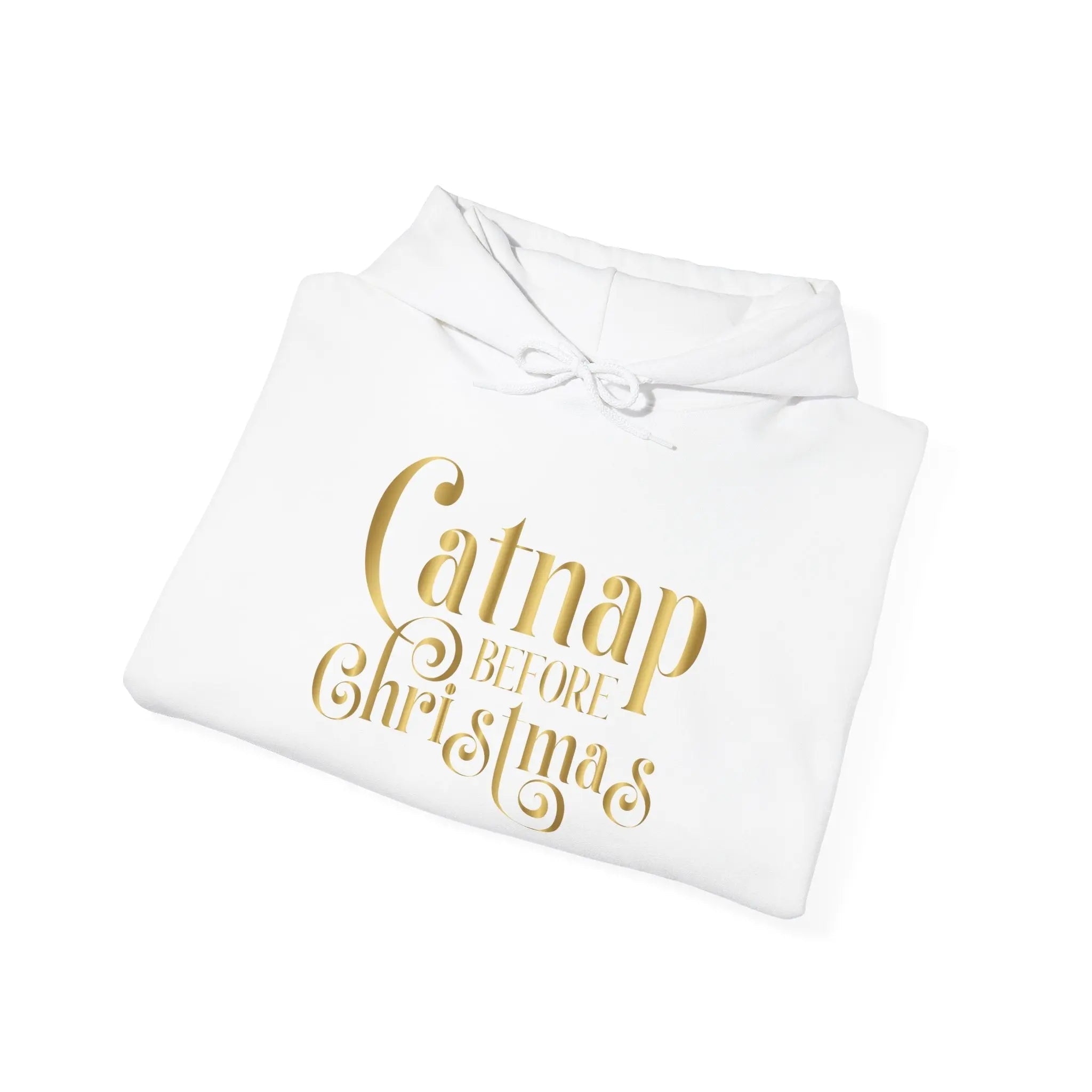 Christmas Hooded Sweatshirt — 'Catnap Before Christmas' Gold Foil Holiday Hoodie - Chic Kitty