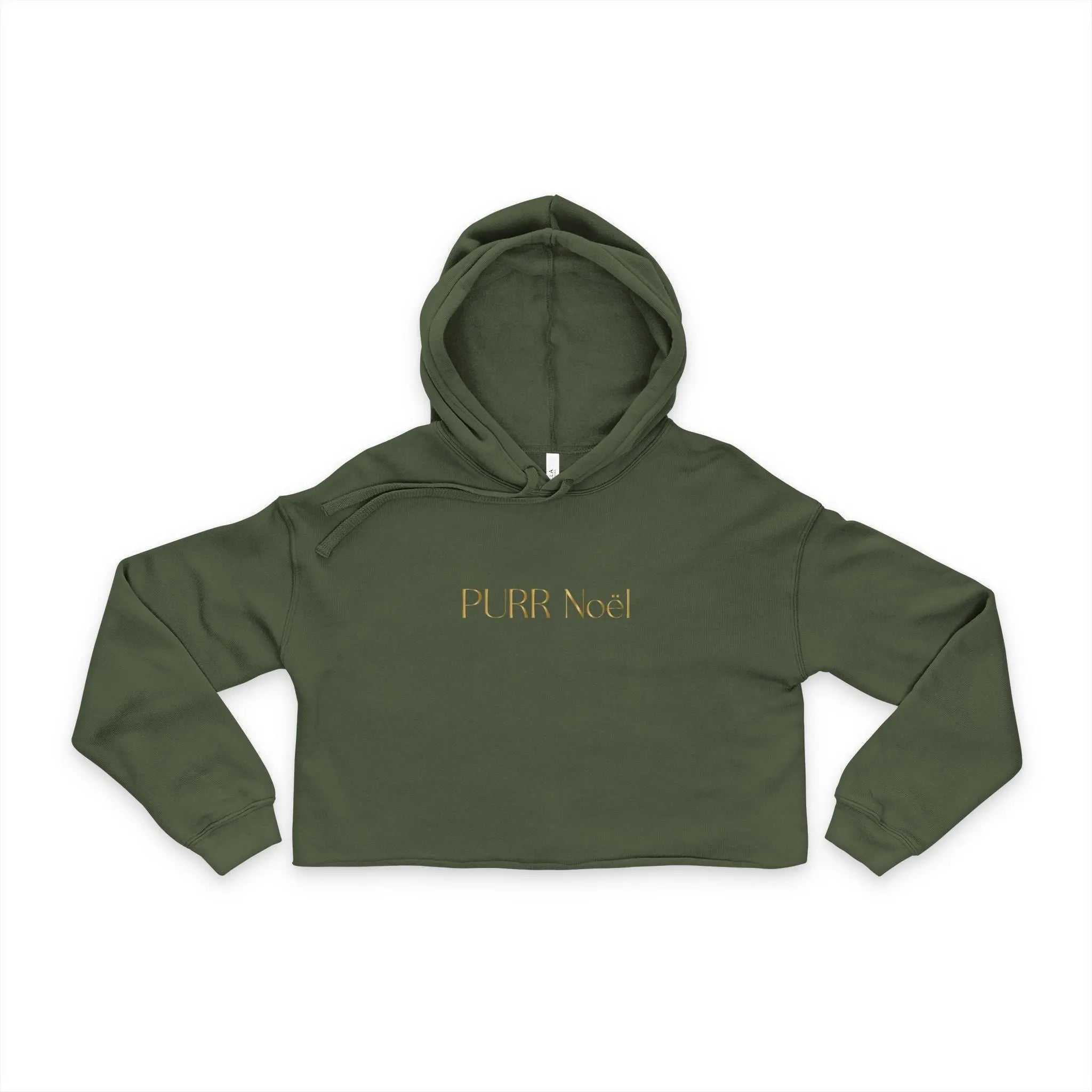 Cropped Hoodie — "Purr Noël" Gold Script Women's Cozy Streetwear - Chic Kitty