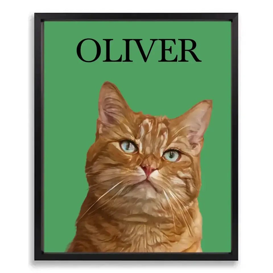 Custom Cat Photo Cartoon Effect Framed Poster - Chic Kitty