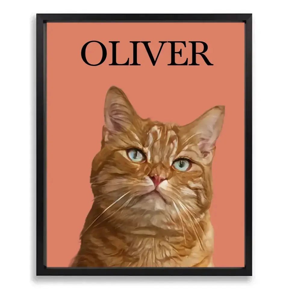Custom Cat Photo Cartoon Effect Framed Poster - Chic Kitty