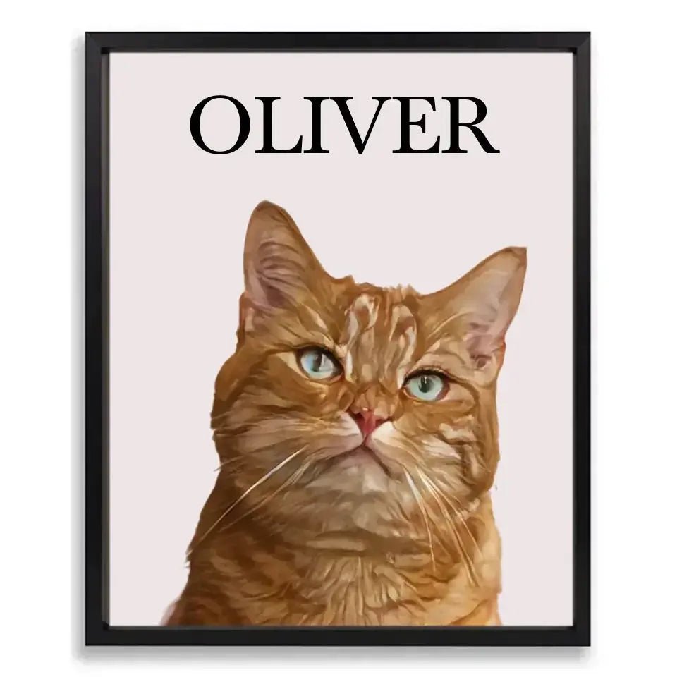 Custom Cat Photo Cartoon Effect Framed Poster - Chic Kitty
