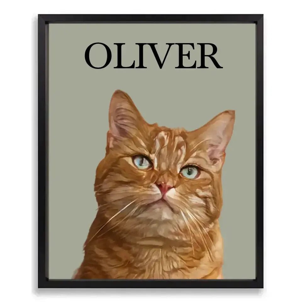 Custom Cat Photo Cartoon Effect Framed Poster - Chic Kitty