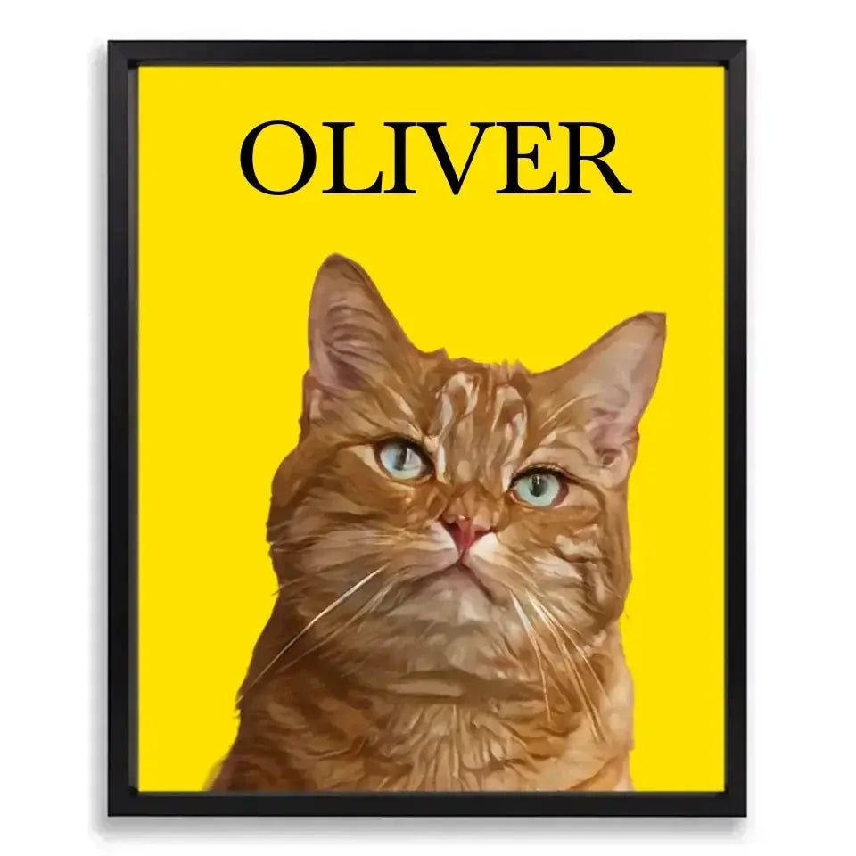 Custom Cat Photo Cartoon Effect Framed Poster - Chic Kitty