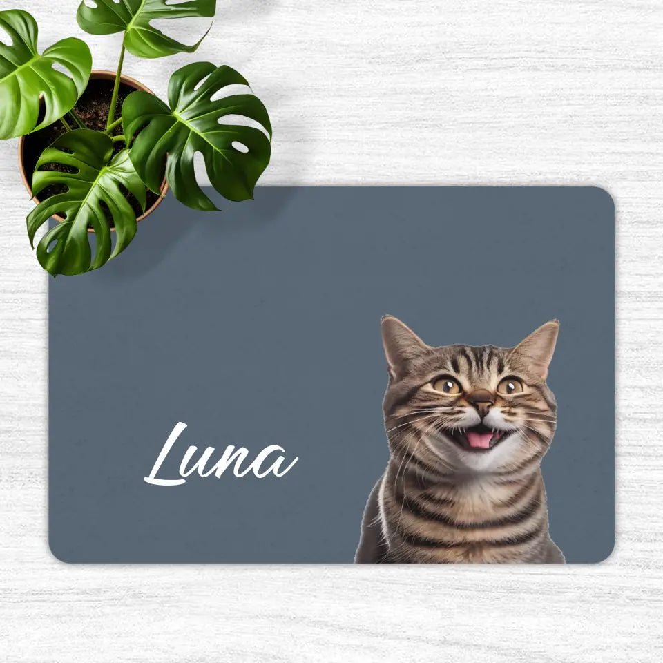 Custom Personalised Cat Photo and Name Food Mats - Chic Kitty