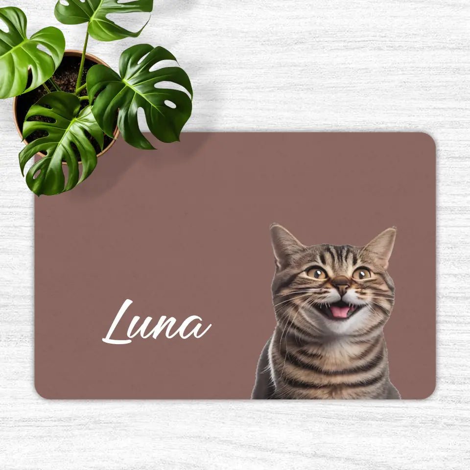 Custom Personalised Cat Photo and Name Food Mats - Chic Kitty