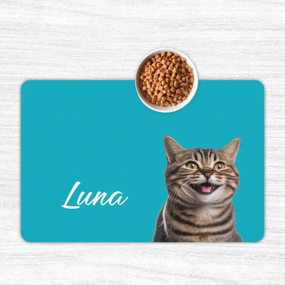 Custom Personalised Cat Photo and Name Food Mats - Chic Kitty