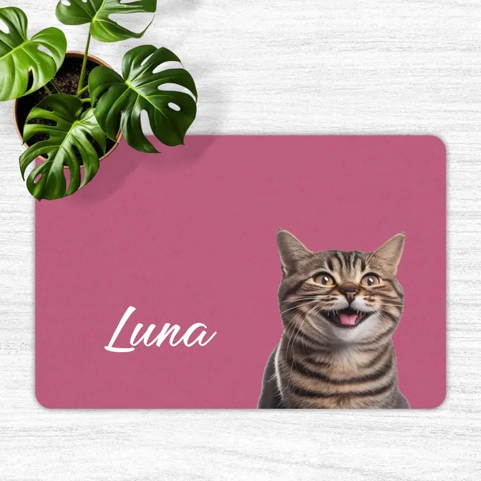 Custom Personalised Cat Photo and Name Food Mats - Chic Kitty