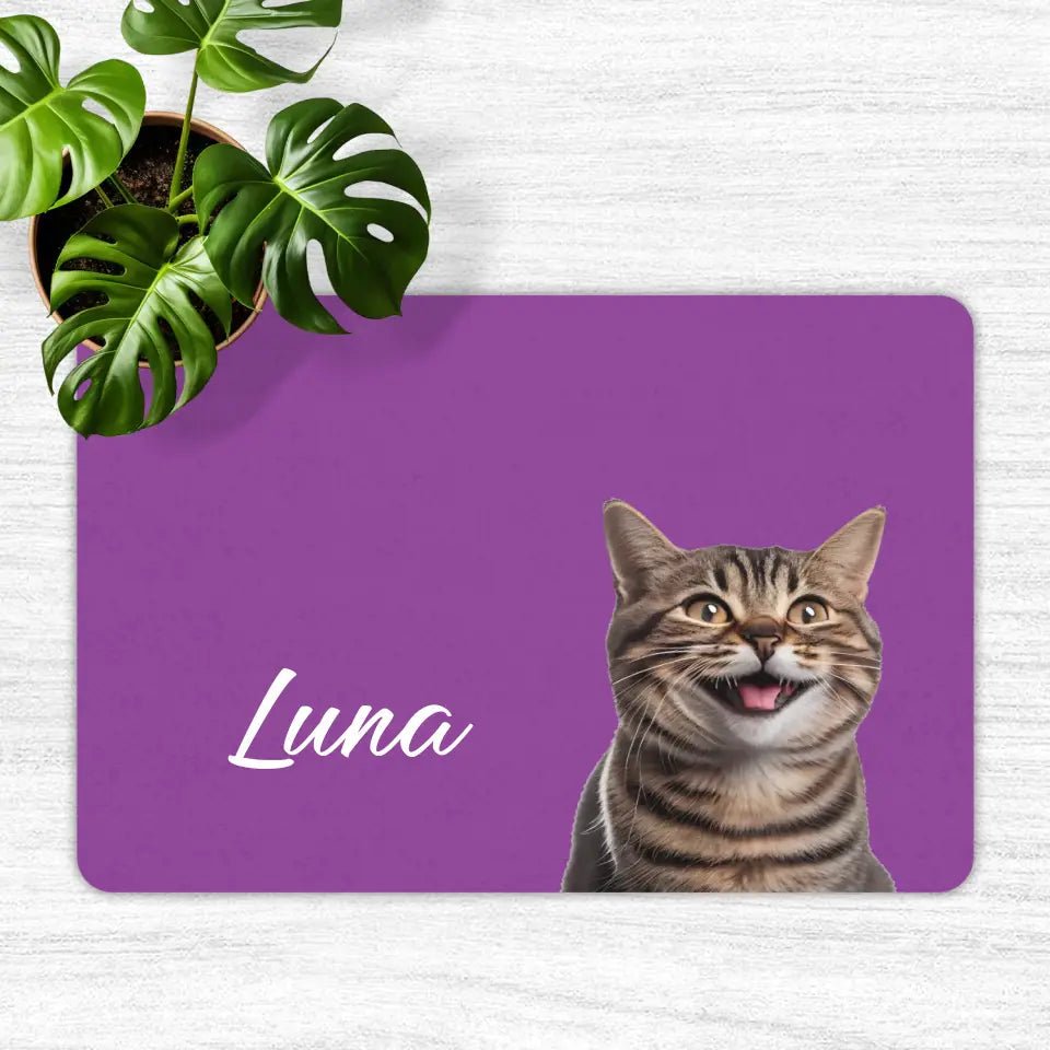Custom Personalised Cat Photo and Name Food Mats - Chic Kitty