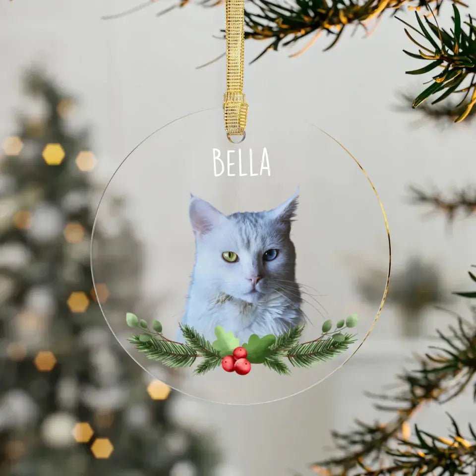 Custom Personalized Cat Photo Acrylic Ornaments - Holiday Pets - Chic Kitty