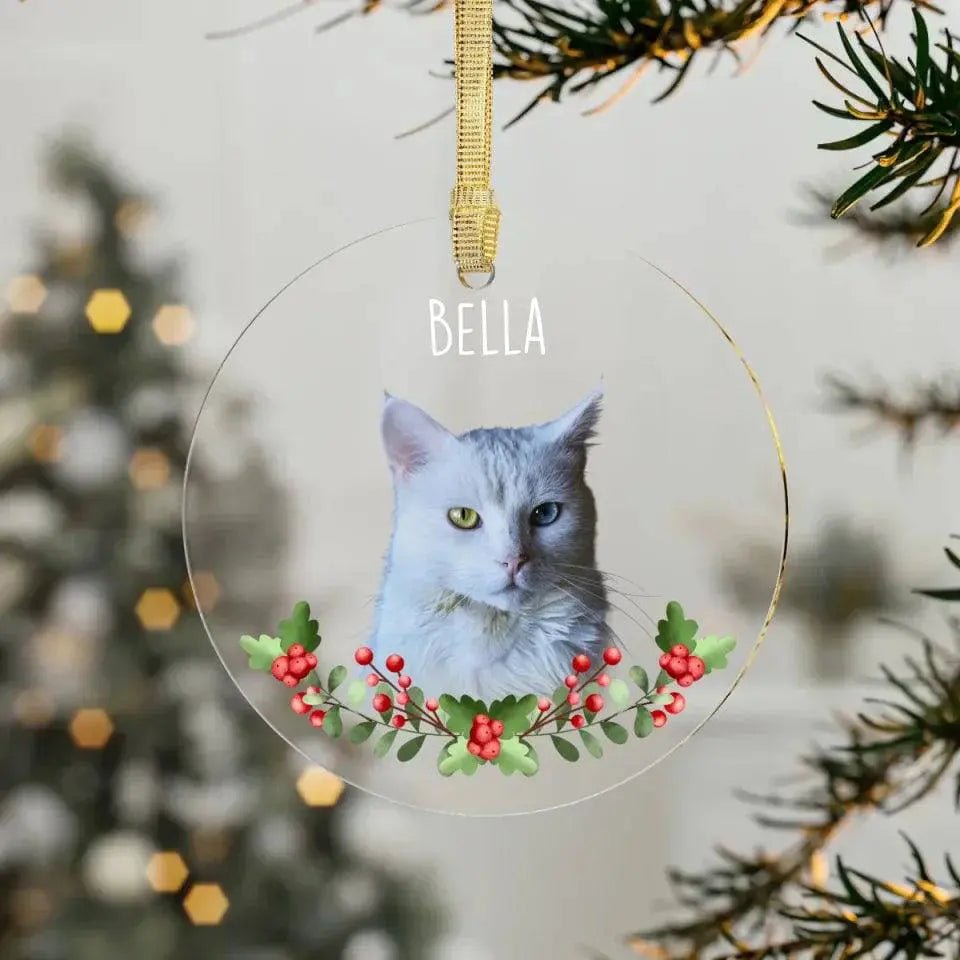Custom Personalized Cat Photo Acrylic Ornaments - Holiday Pets - Chic Kitty