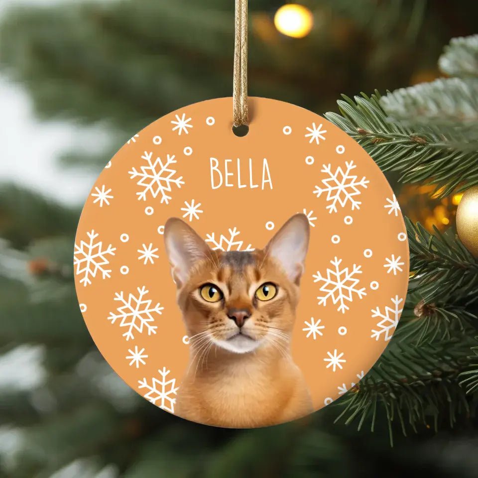 Custom Personalized Cat Photo Ceramic Ornament - Holiday Pets - Chic Kitty