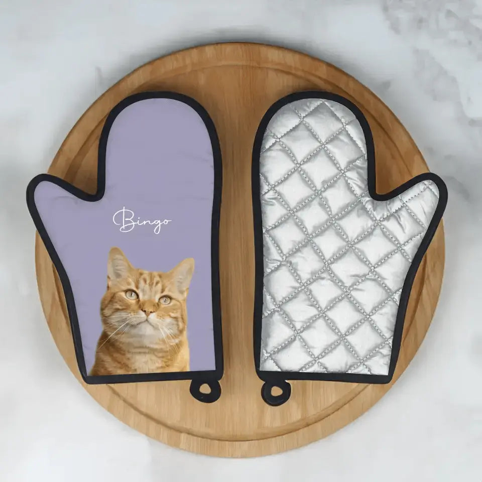 Custom Personalized Cat Photo Oven Glove - Gift for Cat Lovers - Chic Kitty