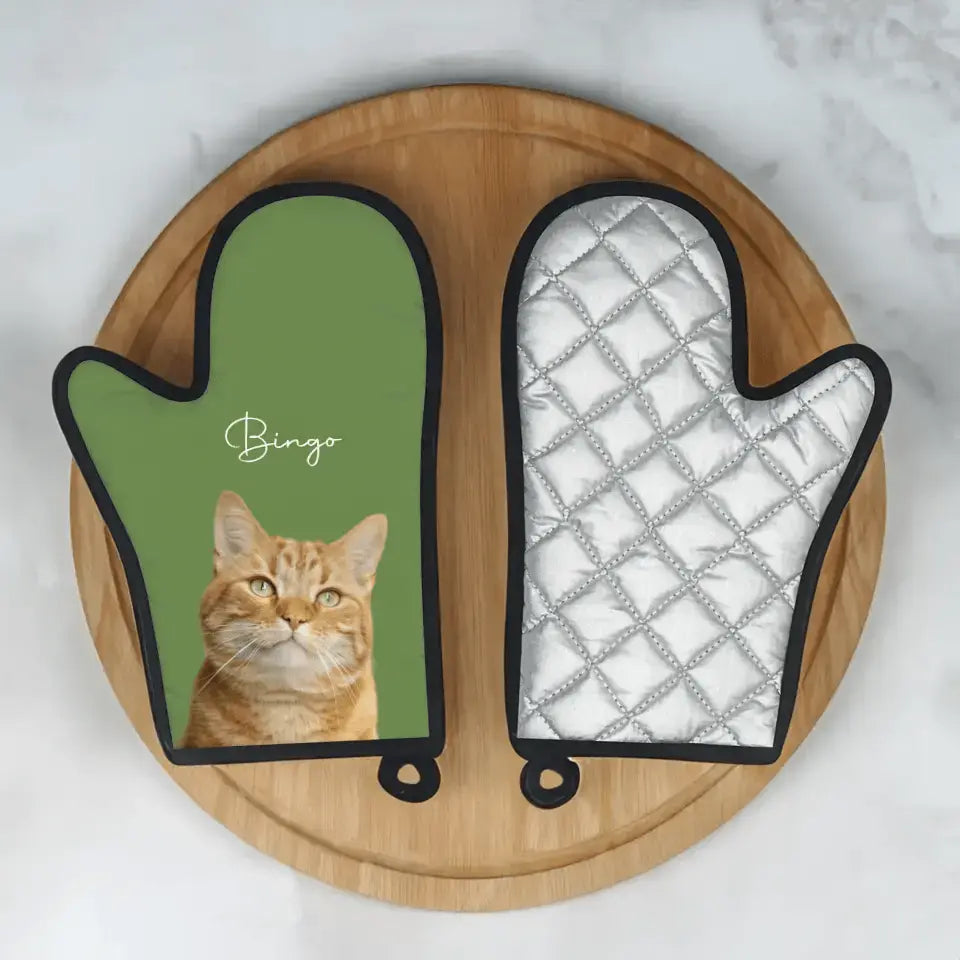 Custom Personalized Cat Photo Oven Glove - Gift for Cat Lovers - Chic Kitty