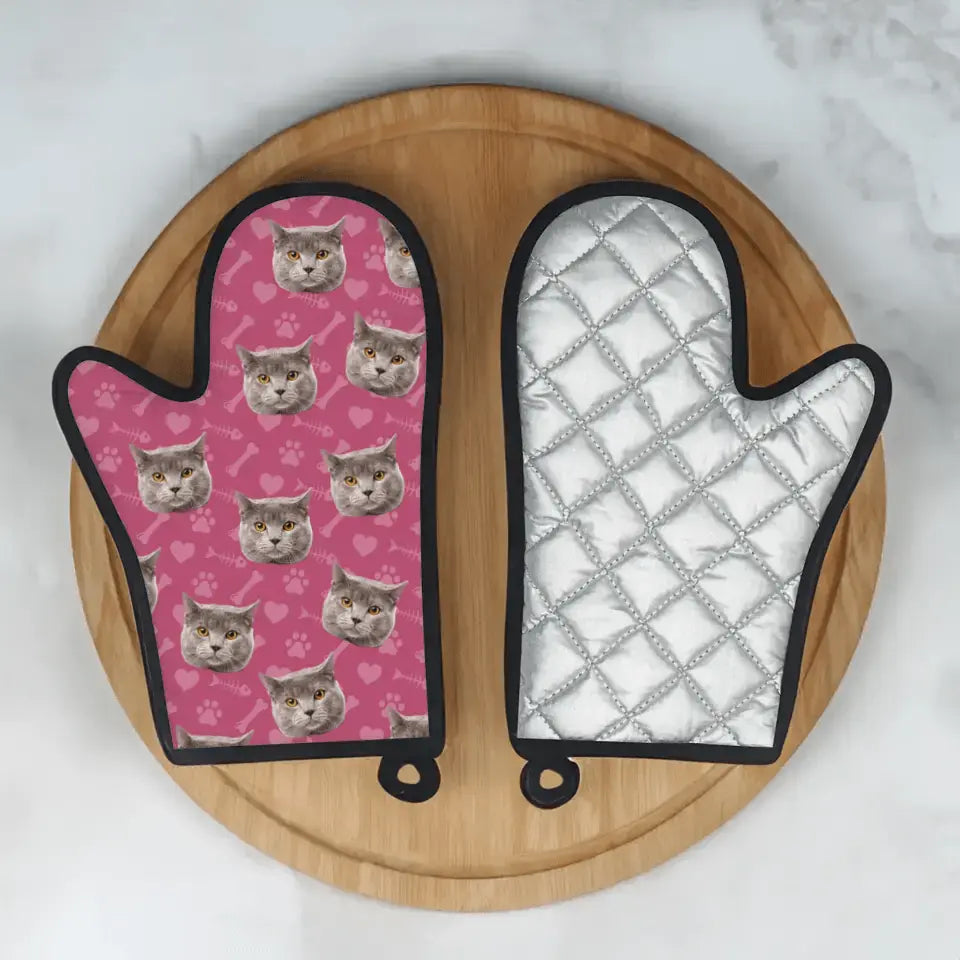 Custom Personalized Cat Photo Oven Glove - Gift for Cat Lovers - Chic Kitty
