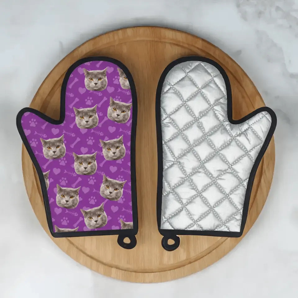 Custom Personalized Cat Photo Oven Glove - Gift for Cat Lovers - Chic Kitty