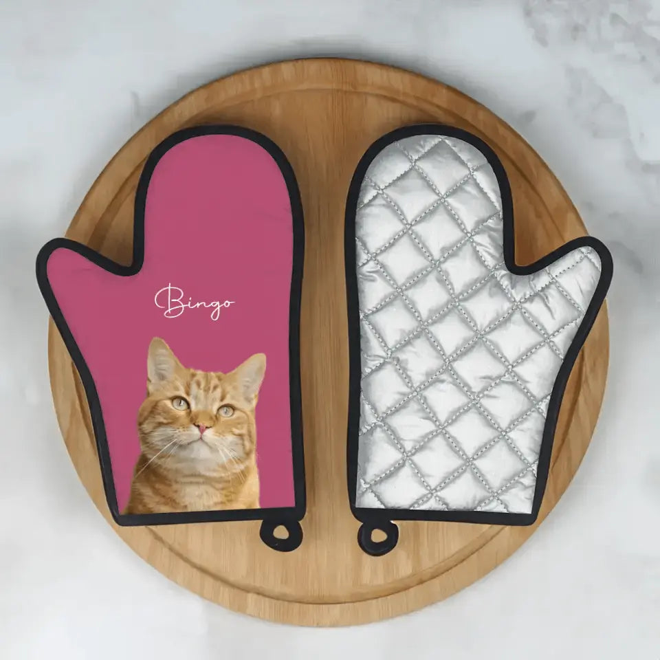 Custom Personalized Cat Photo Oven Glove - Gift for Cat Lovers - Chic Kitty