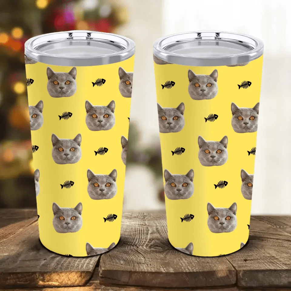 Custom Personalized Cat Photo Tumbler 20oz - Chic Kitty