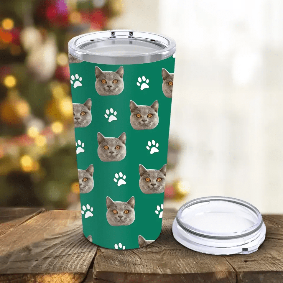 Custom Personalized Cat Photo Tumbler 20oz - Chic Kitty