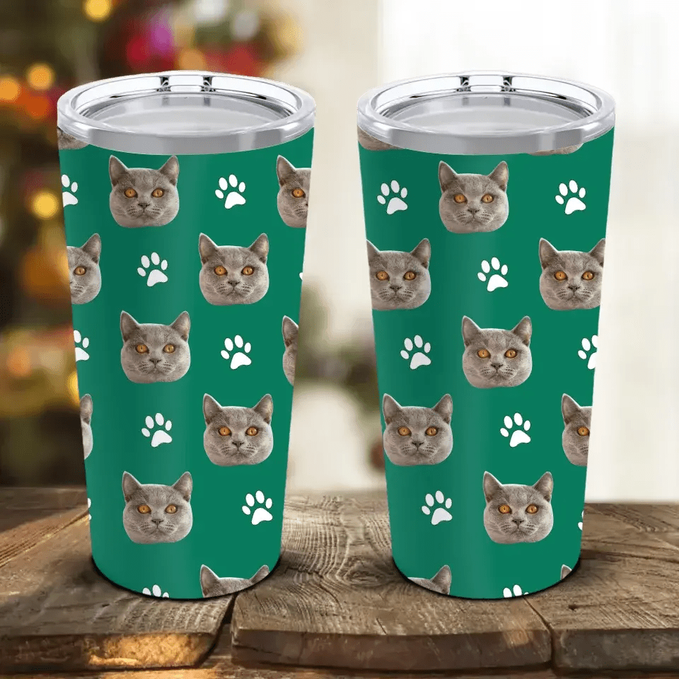 Custom Personalized Cat Photo Tumbler 20oz - Chic Kitty