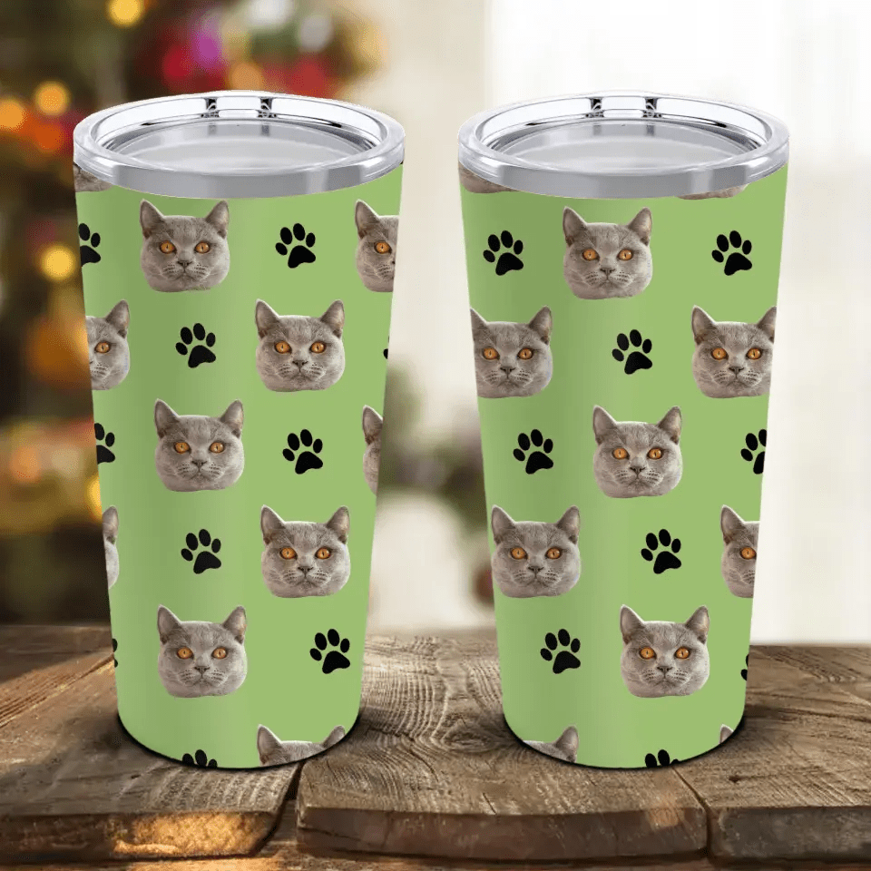 Custom Personalized Cat Photo Tumbler 20oz - Chic Kitty