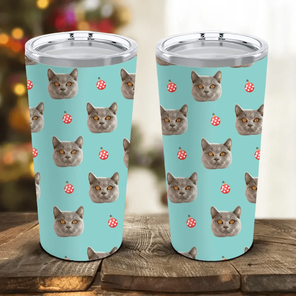 Custom Personalized Cat Photo Tumbler 20oz - Chic Kitty