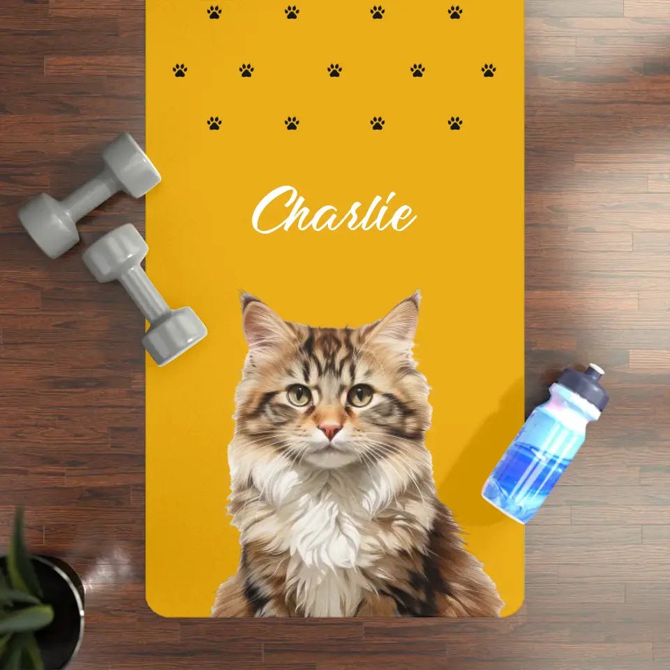 Custom Personalized Cat Photo Yoga Mat - Chic Kitty