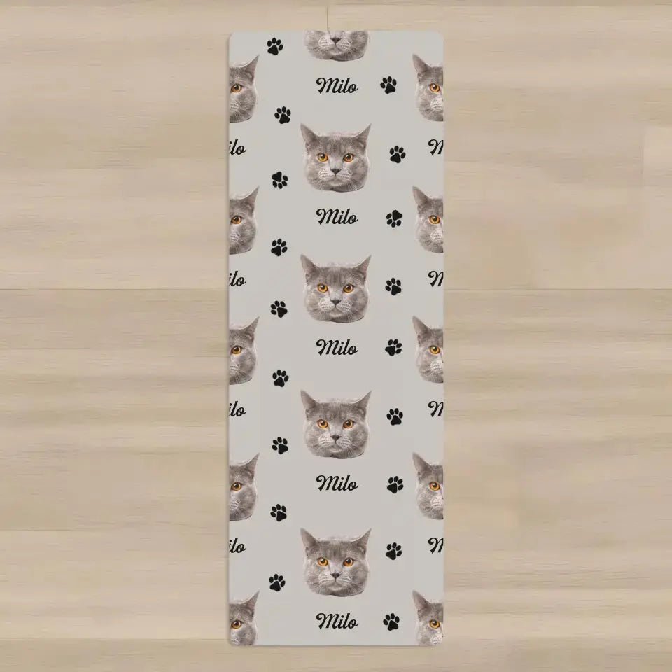 Custom Personalized Cat Photo Yoga Mat - Chic Kitty