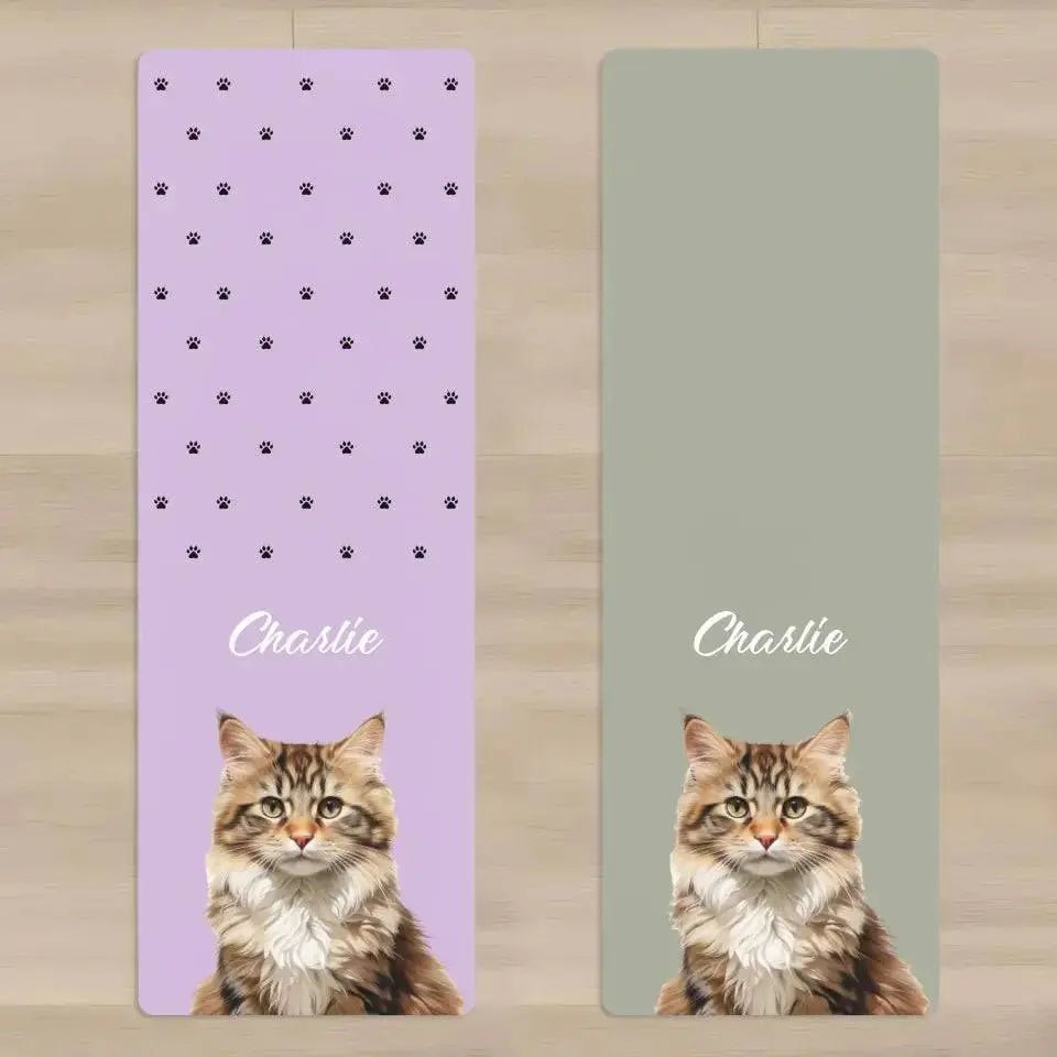 Custom Personalized Cat Photo Yoga Mat - Chic Kitty