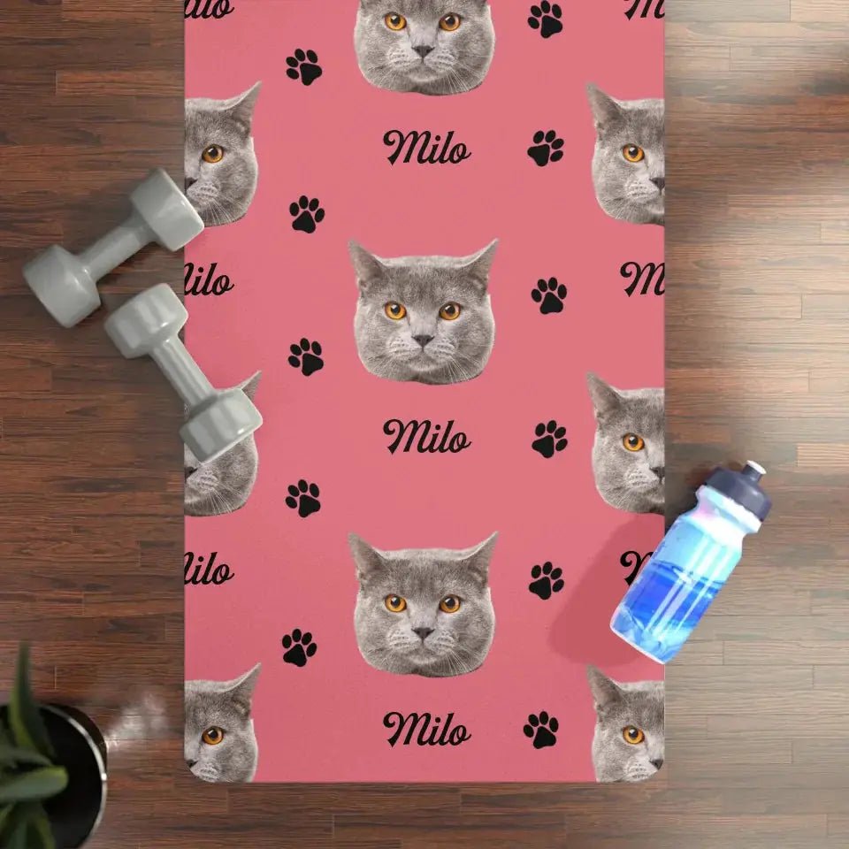 Custom Personalized Cat Photo Yoga Mat - Chic Kitty