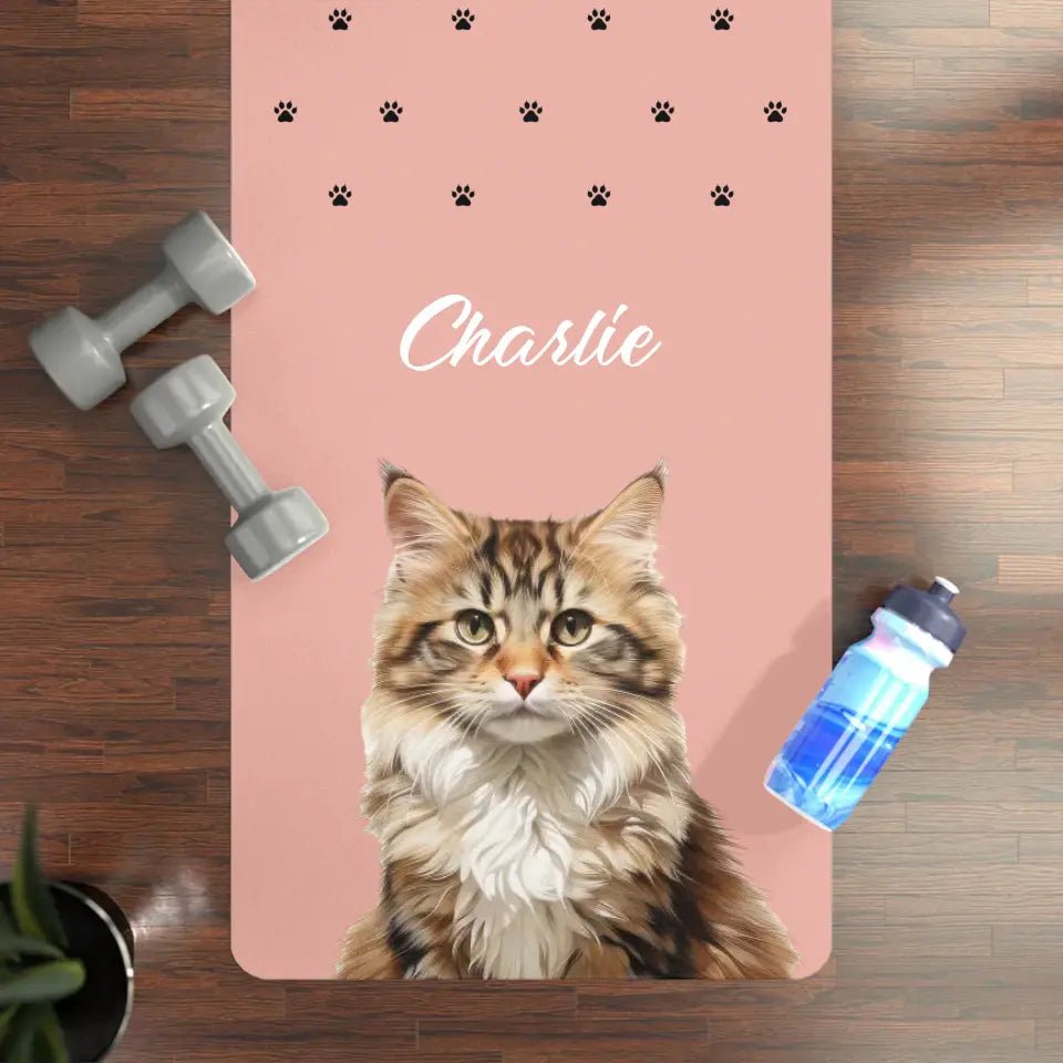Custom Personalized Cat Photo Yoga Mat - Chic Kitty